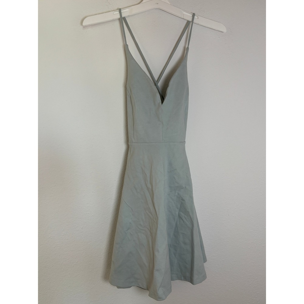 Love Tree Sage Green Strappy Back Fit and Flare Mini Dress Small